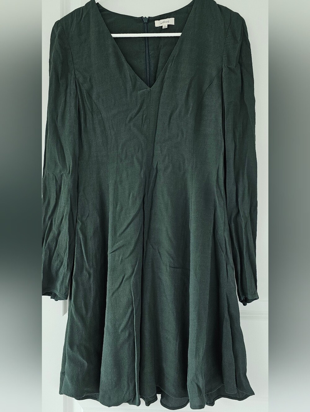 Wilfred Dark Green V-Neck Long Sleeve Dress